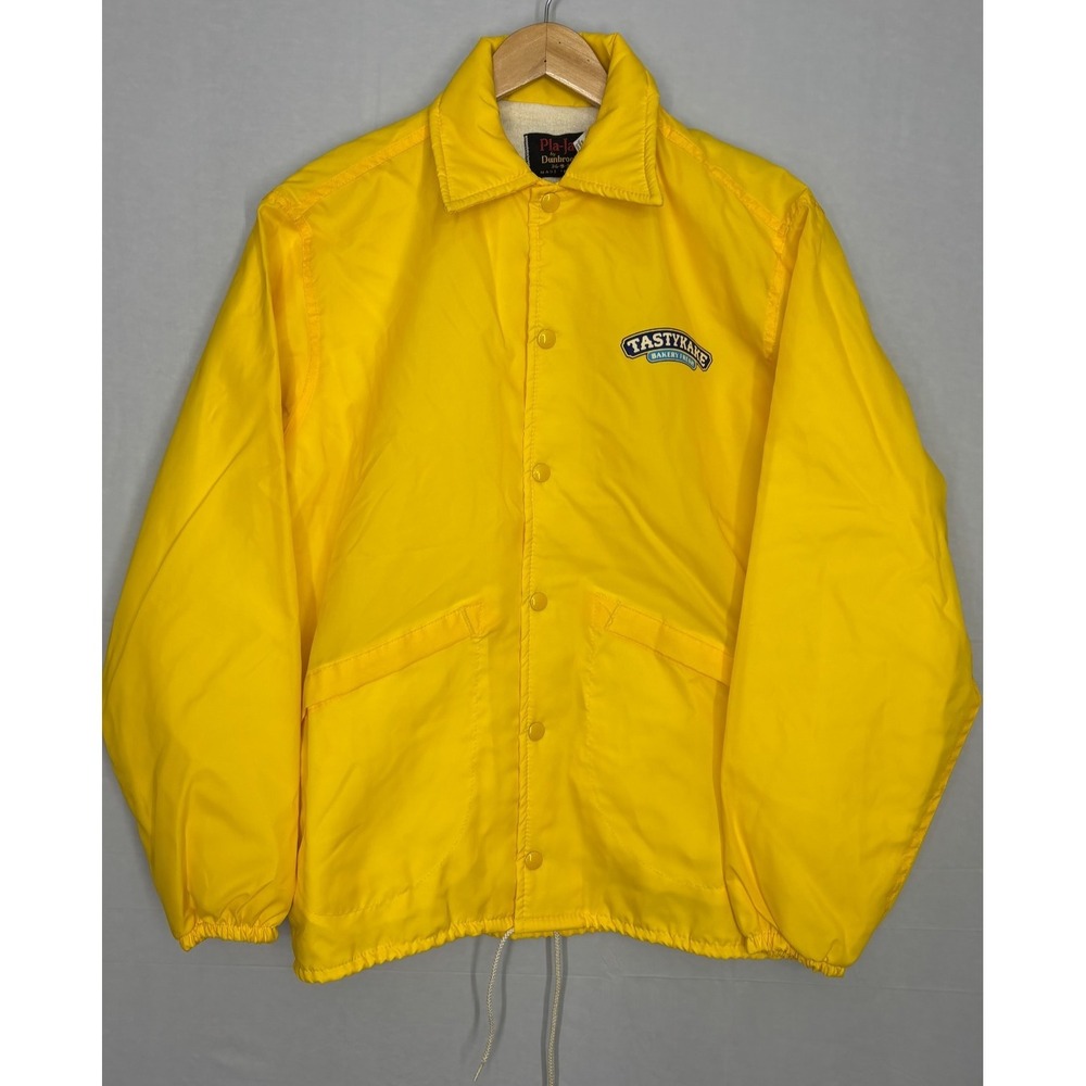 Vintage Tastykake Dunbrooke Coach Jacket‎ Mens Yellow Collared Pocket USA Size S